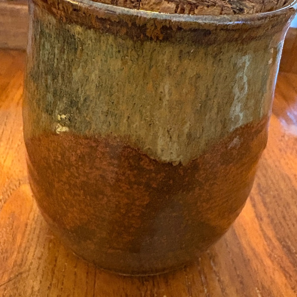 Bob Chaundy Studio Pottery Jar – Signed & Dated 1981, Brown/Olive Drip Glaze - Picture 3 of 13